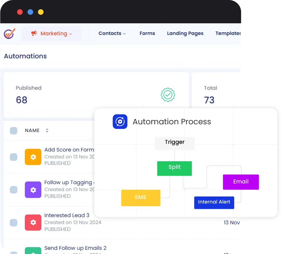 EngageBay email automation workflow builder screenshot