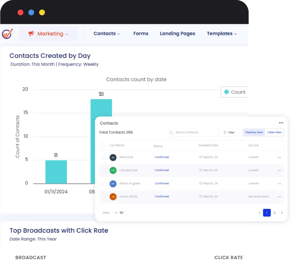 EngageBay CRM contacts management and segmentation screenshot